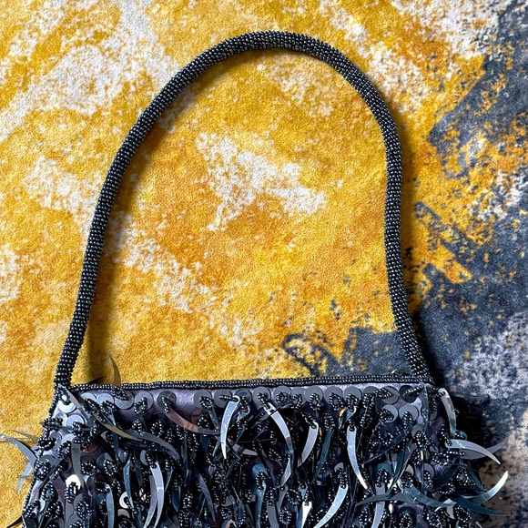 Metallic grey clutch bag 🌚 beads & sequins - Picture 7 of 12